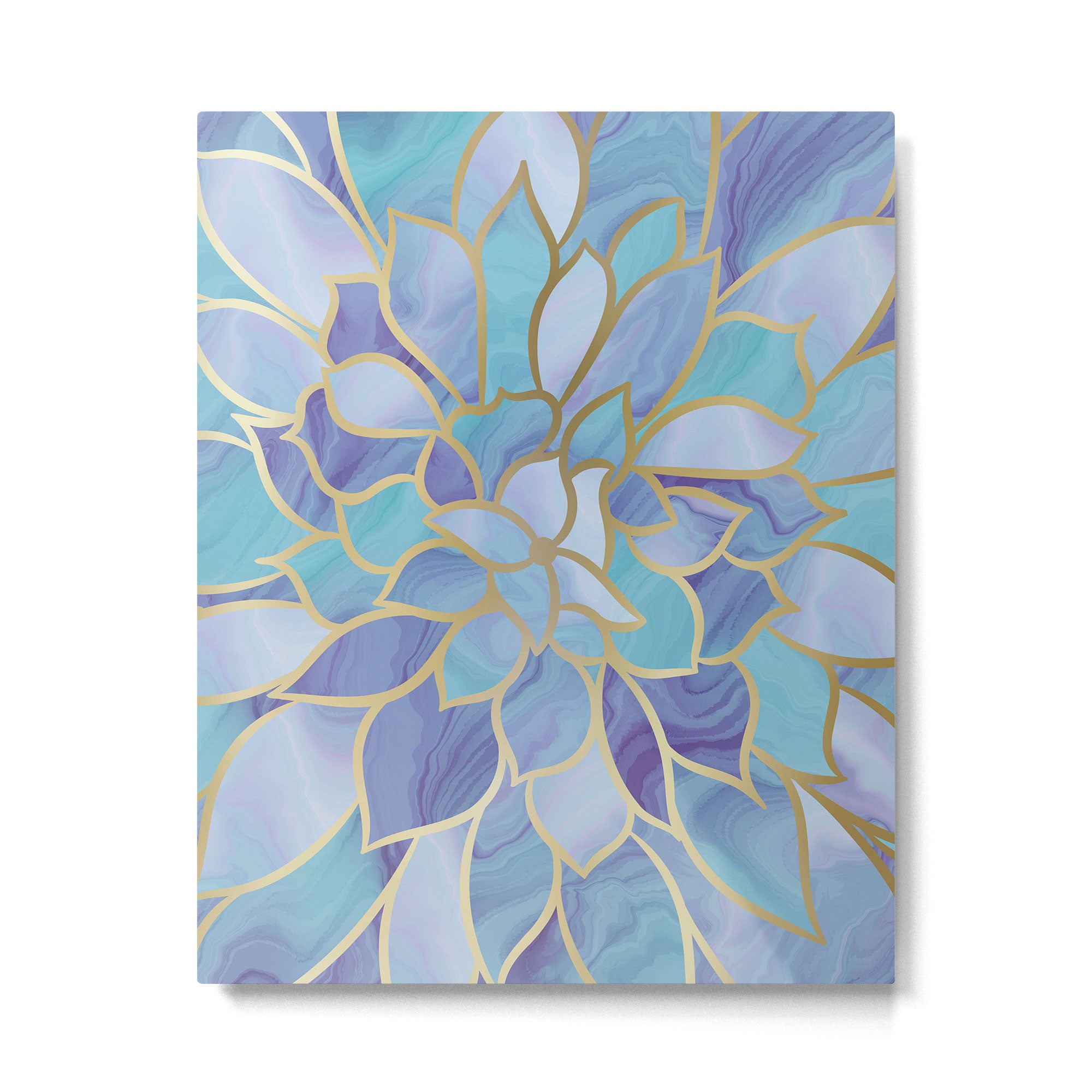 Flower Bloom, Teal, Turquoise, Purple, Gold Metal Print Gallery Image 6