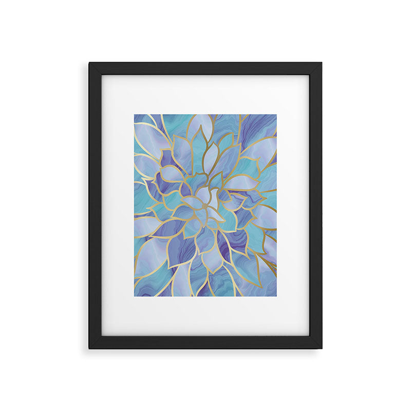 Flower Bloom, Teal, Turquoise, Purple, Gold Framed Art Print Gallery Image 6