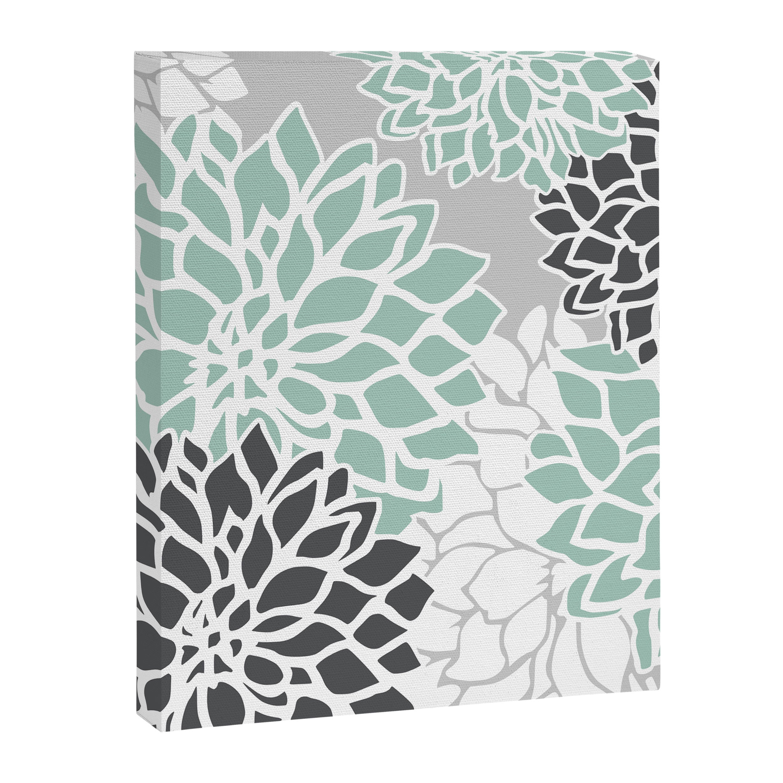 Flower Blooms, Teal and Grey Canvas Print Gallery Image 8