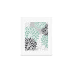 Flower Blooms, Teal and Grey Art Print Gallery Image 1
