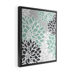 Flower Blooms, Teal and Grey Framed Canvas Print Gallery Image 2