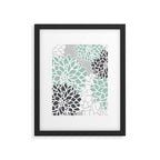 Flower Blooms, Teal and Grey Framed Art Print Gallery Image 6