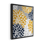 Flower Blooms, Yellow, Grey, Navy Framed Canvas Print Gallery Image 2