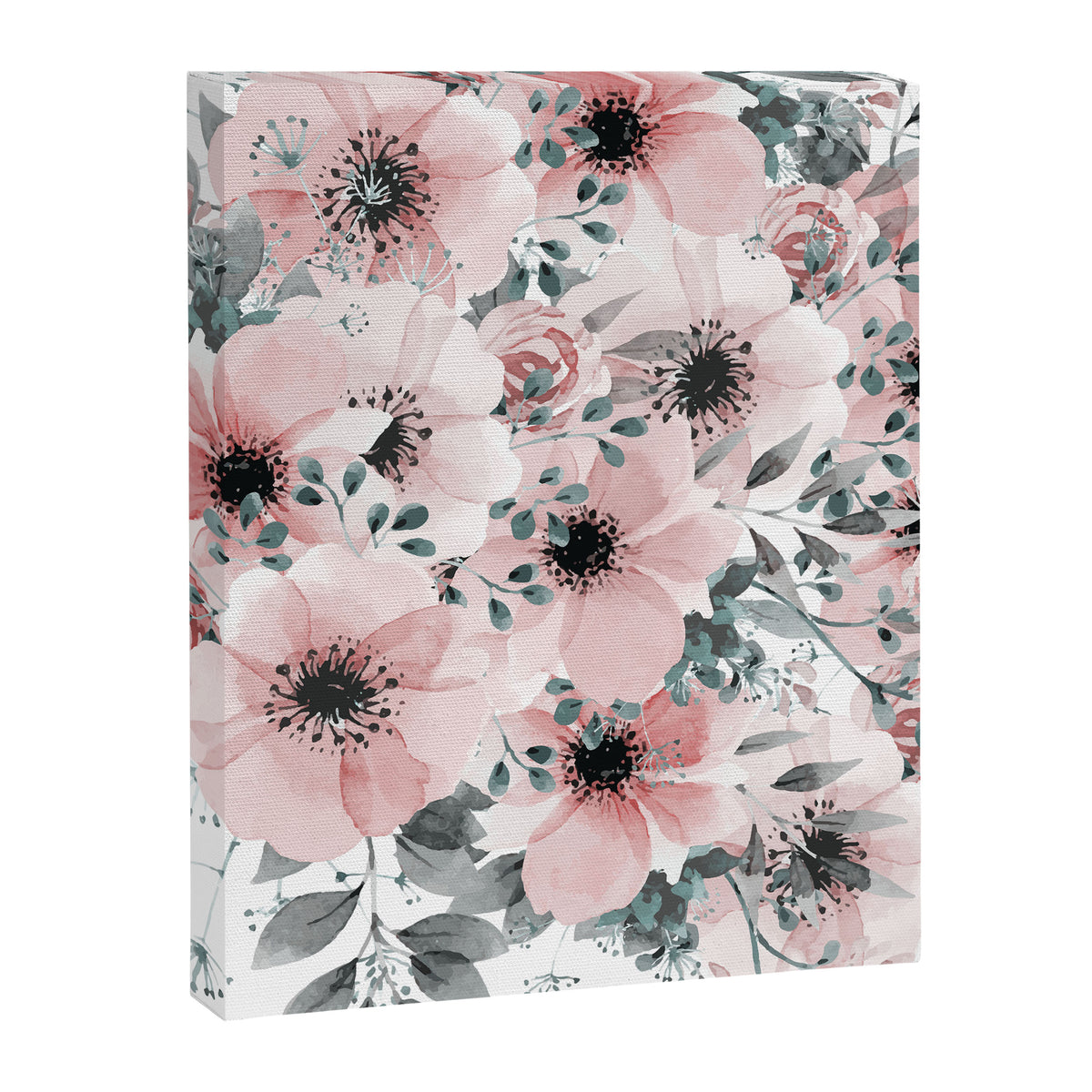 Flower Watercolor, Blush Pink and Gray, Floral Prints Canvas Print Gallery Image 8