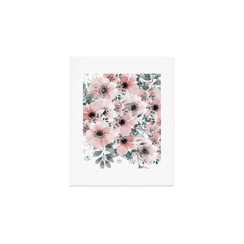 Flower Watercolor, Blush Pink and Gray, Floral Prints Art Print Gallery Image 1