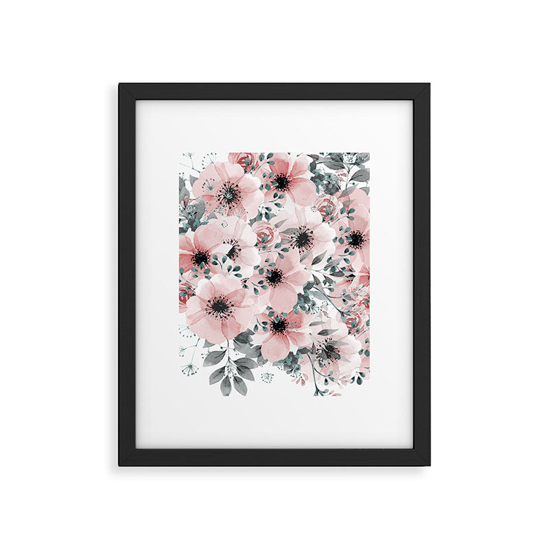 Flower Watercolor, Blush Pink and Gray, Floral Prints Framed Art Print Gallery Image 6