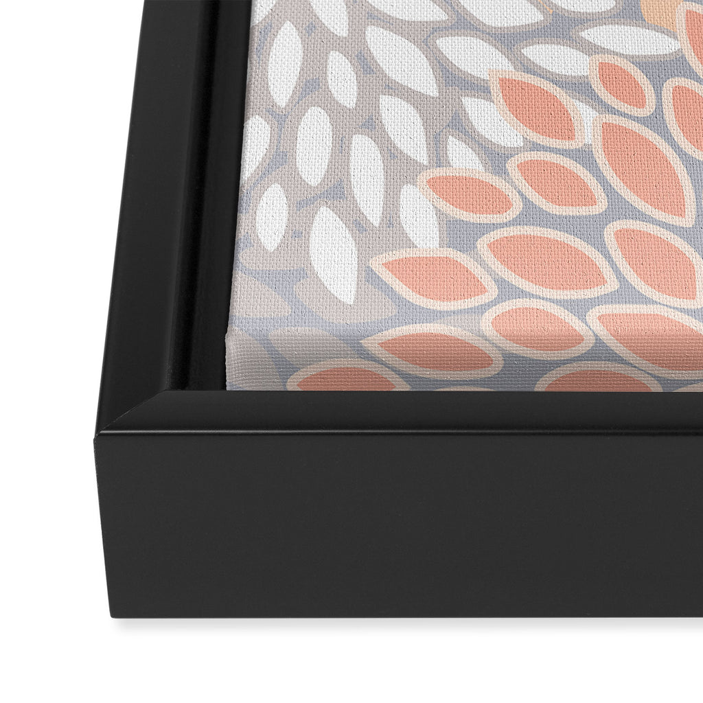 Flowers Abstract Print, Coral, Peach, Gray Framed Canvas Print Gallery Image 3