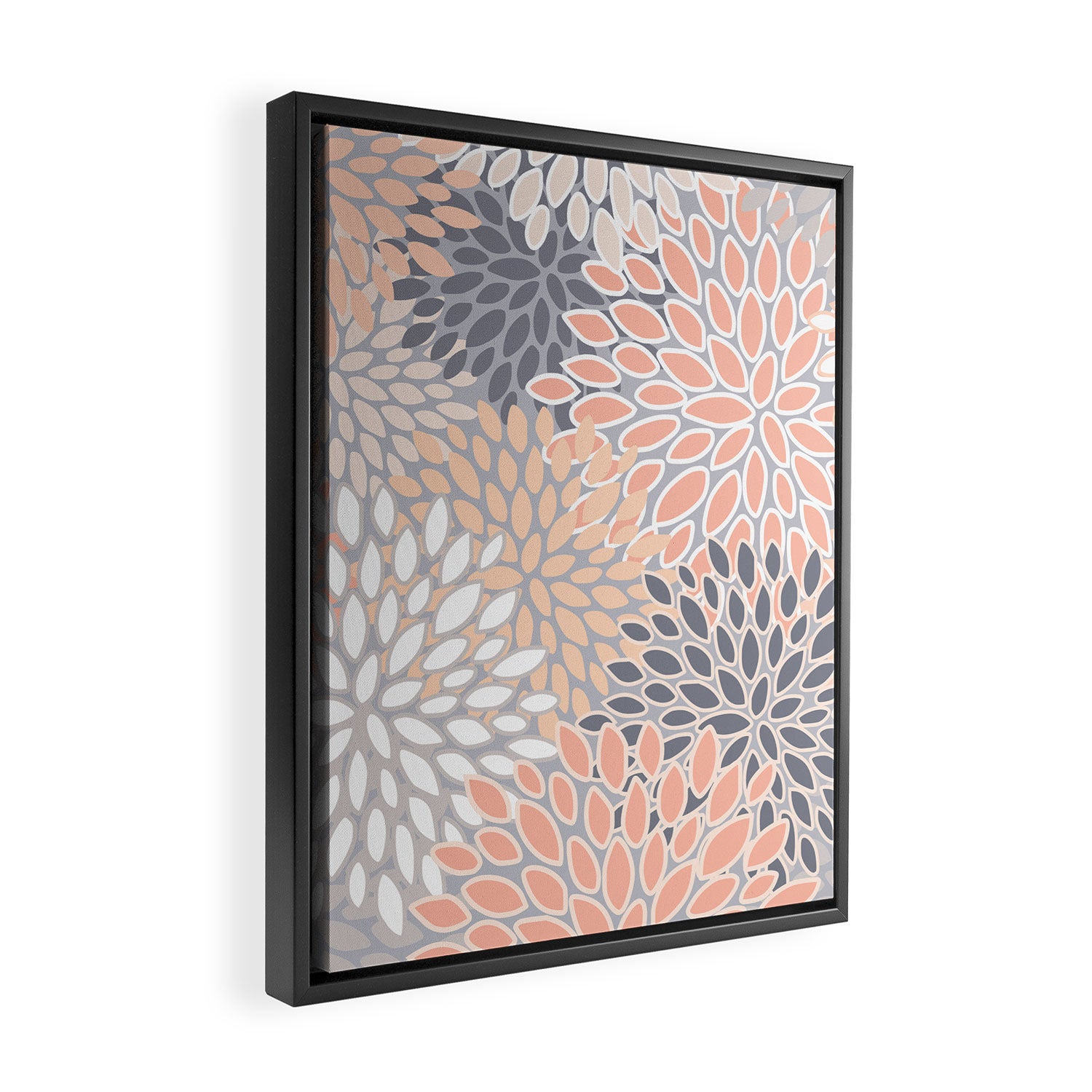 Flowers Abstract Print, Coral, Peach, Gray Framed Canvas Print Gallery Image 2