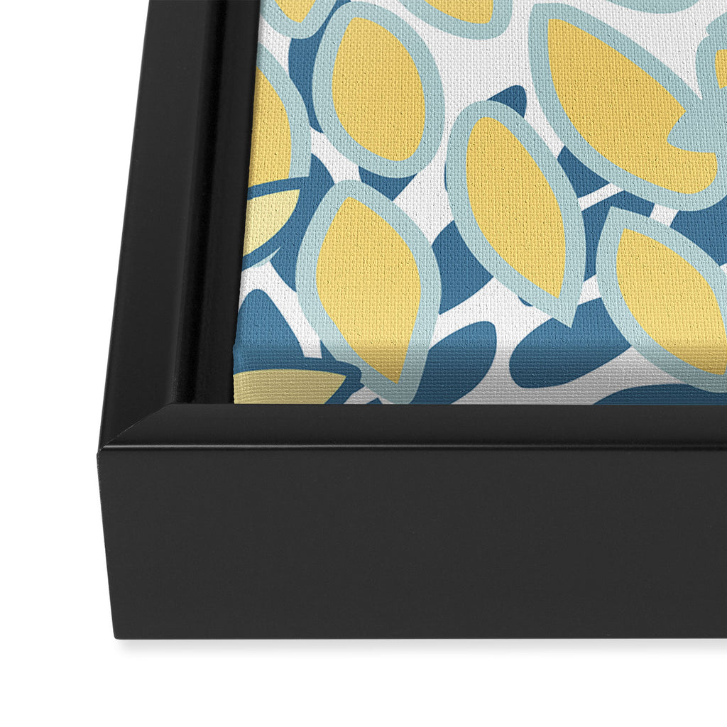 Flowers Art - Teal and Yellow - Modern Floral Prints Framed Canvas Print Gallery Image 3