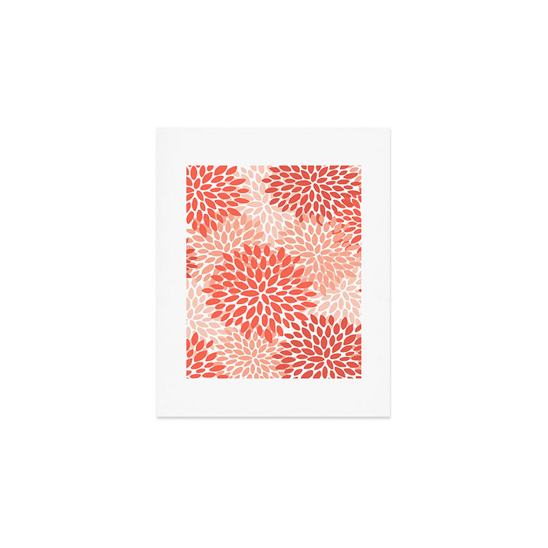 Flowers Pattern, Coral, Pink, Floral Prints Art Print Gallery Image 1