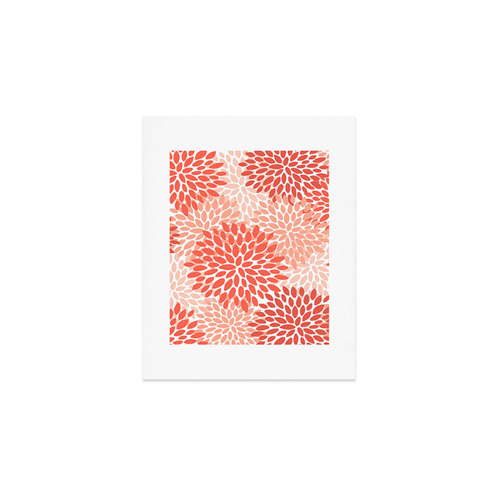 Flowers Pattern, Coral, Pink, Floral Prints Art Print Gallery Image 1