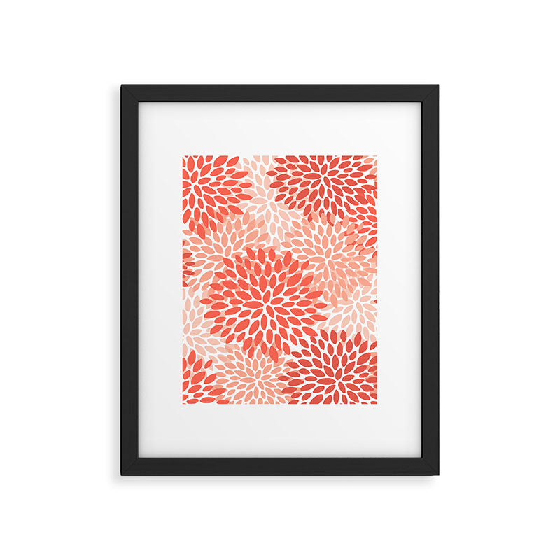 Flowers Pattern, Coral, Pink, Floral Prints Framed Art Print Gallery Image 6