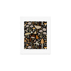 Forest Floor, Mushroom Art on Black Art Print Gallery Image 1