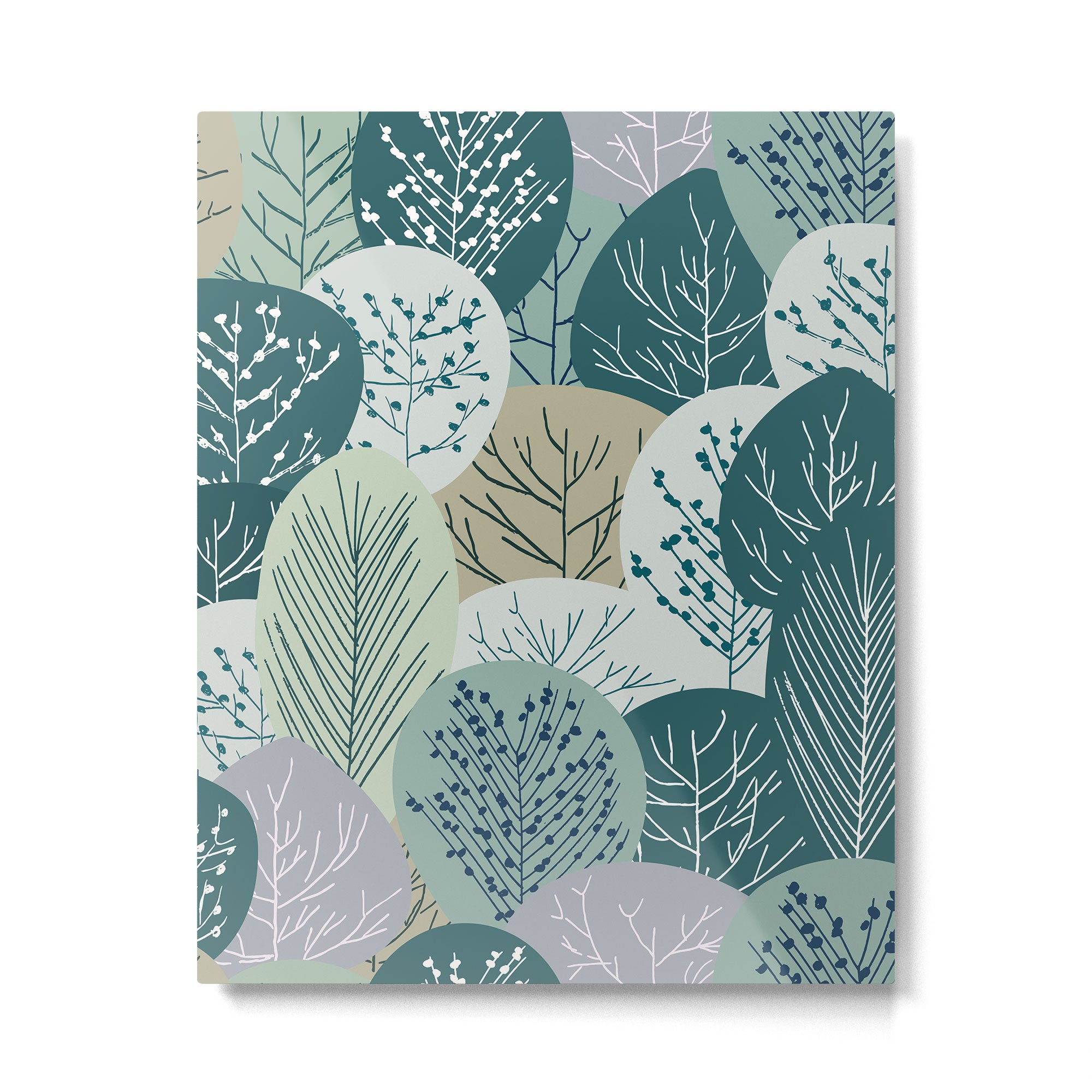 Forest Woodland Trees, Green, Floral Prints Metal Print Gallery Image 6