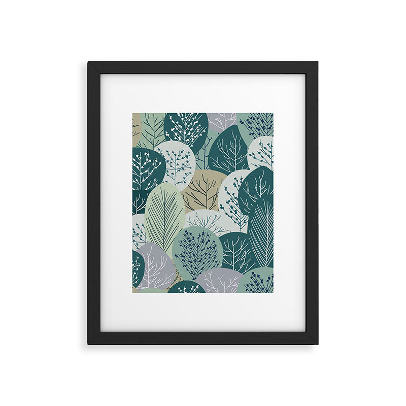 Forest Woodland Trees, Green, Floral Prints Framed Art Print Gallery Image 6