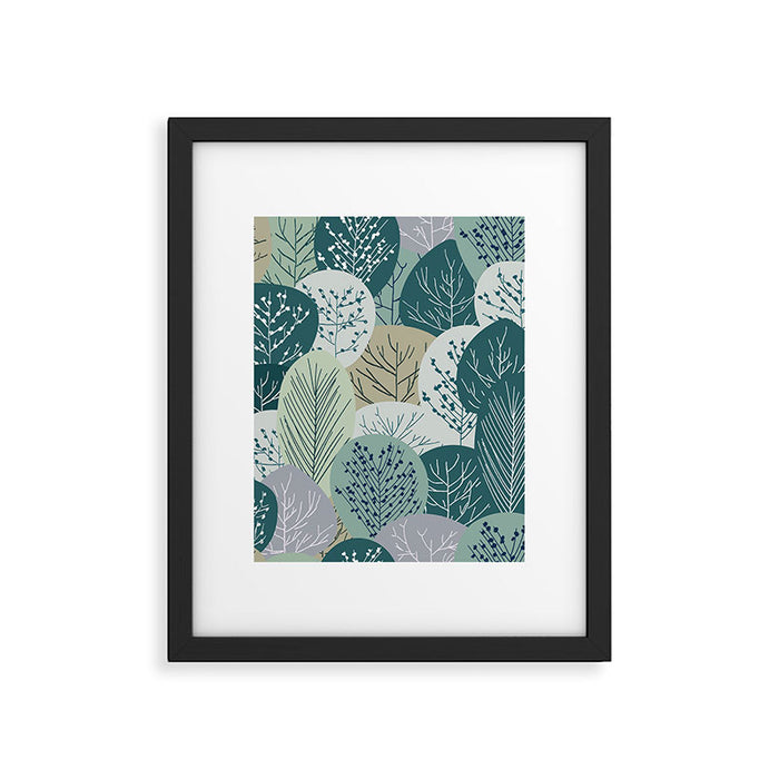Forest Woodland Trees, Green, Floral Prints Framed Art Print Gallery Image 1