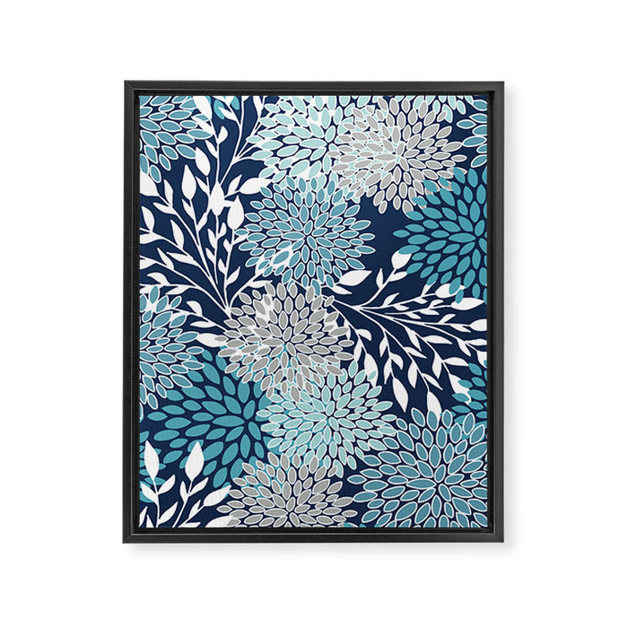 Garden Florals, Navy, Blue, Teal Framed Canvas Print Gallery Image 1