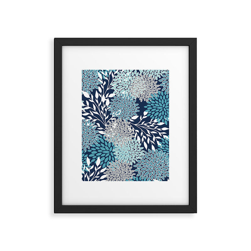 Garden Florals, Navy, Blue, Teal Framed Art Print Gallery Image 6