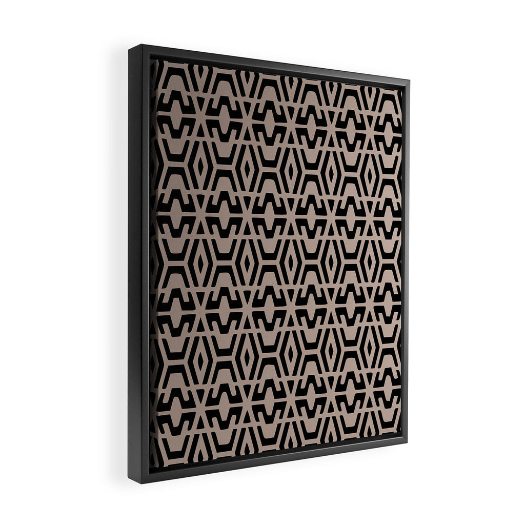 Geometric Art, Aztec Prints, Black and Beige, Wall Art Boho Framed Canvas Print Gallery Image 2