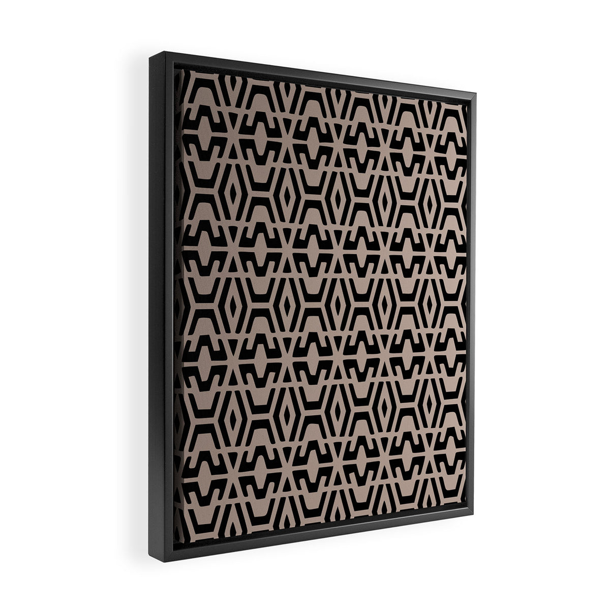 Geometric Art, Aztec Prints, Black and Beige, Wall Art Boho Framed Canvas Print Gallery Image 2