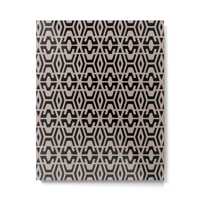 Geometric Art, Aztec Prints, Black and Beige, Wall Art Boho Metal Print Gallery Image 1