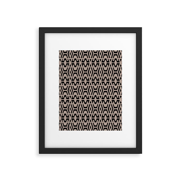 Geometric Art, Aztec Prints, Black and Beige, Wall Art Boho Framed Art Print Gallery Image 1
