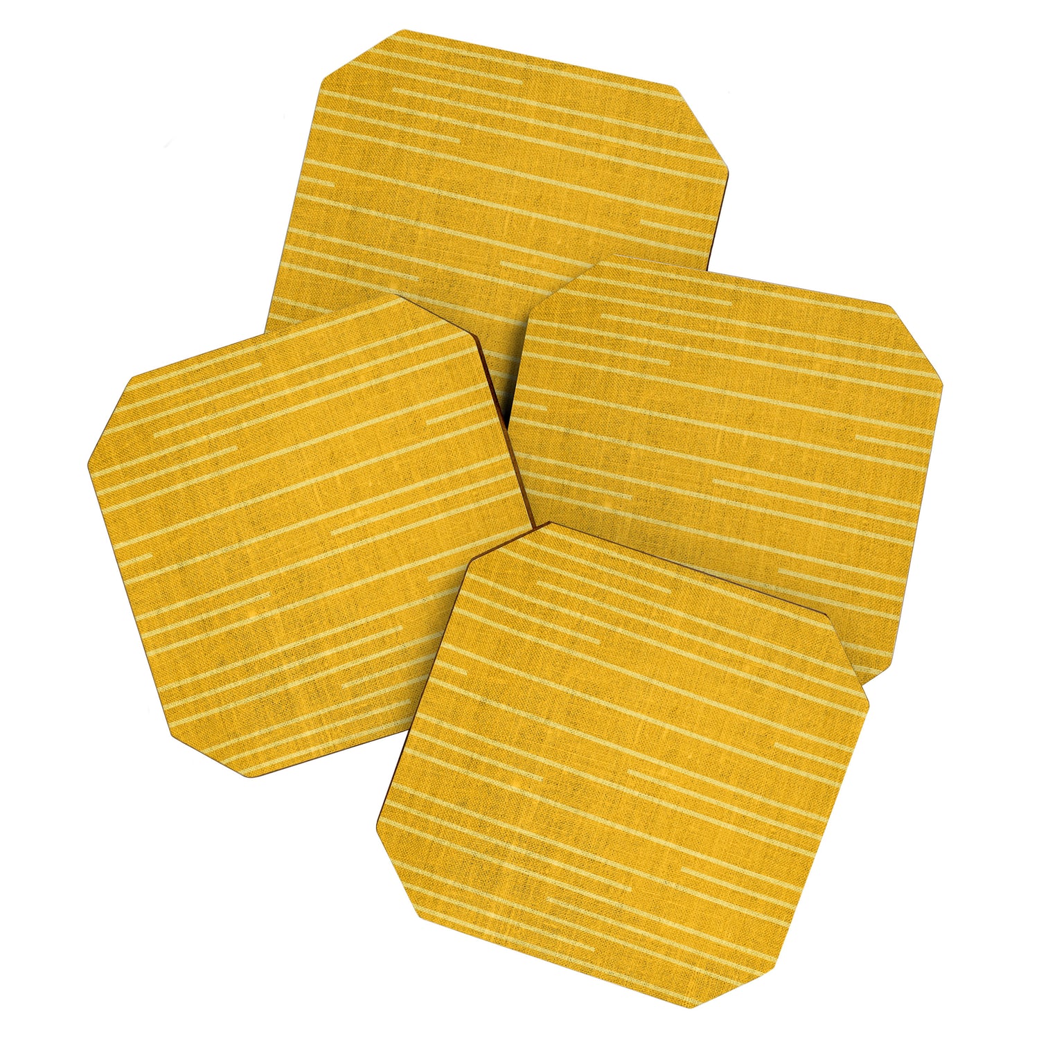 Geometric Art, Colorful Stripes, Yellow Coaster Gallery Image 1