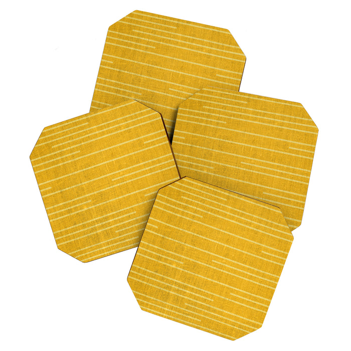 Geometric Art, Colorful Stripes, Yellow Coaster Gallery Image 1