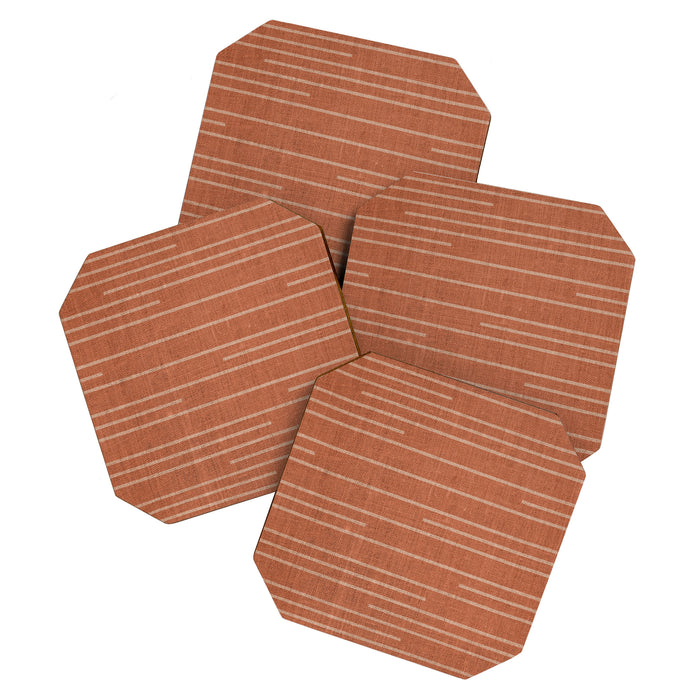 Geometric Art, Colorful Stripes, Terracotta Coaster Gallery Image 1
