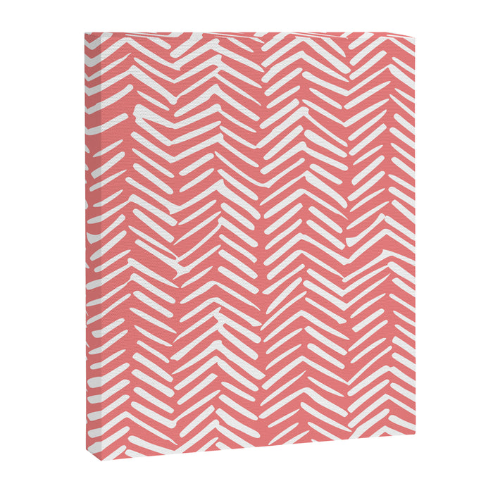 Geometric Art, Herringbone, Coral, Wall Art Boho Canvas Print Gallery Image 1