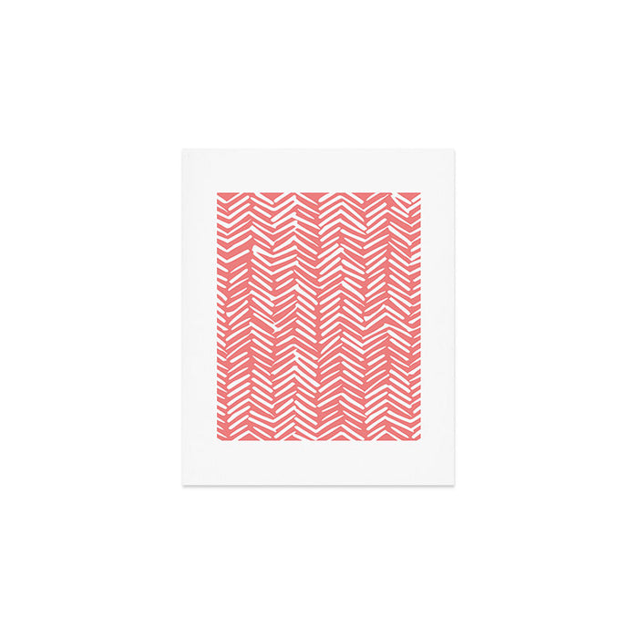 Geometric Art, Herringbone, Coral, Wall Art Boho Art Print Gallery Image 1