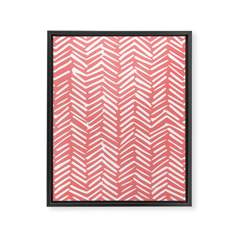Geometric Art, Herringbone, Coral, Wall Art Boho Framed Canvas Print Gallery Image 8