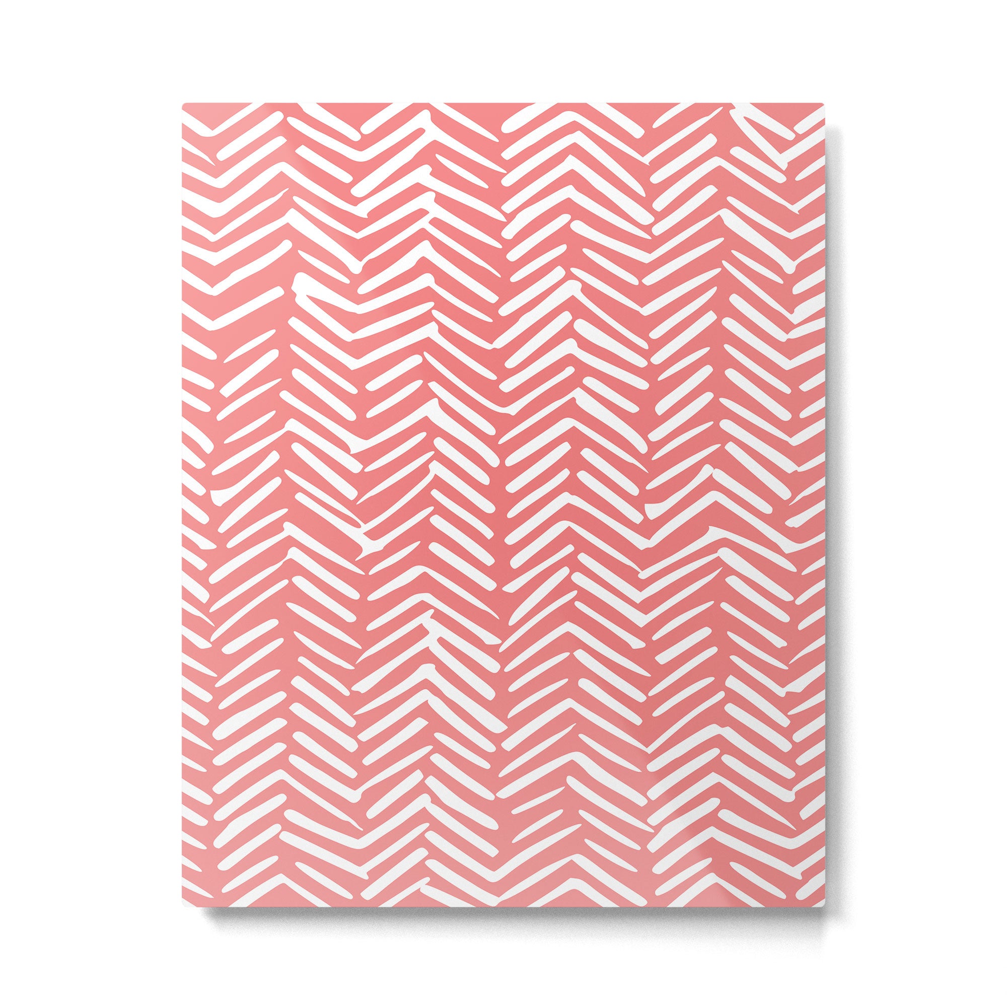 Geometric Art, Herringbone, Coral, Wall Art Boho Metal Print Gallery Image 6