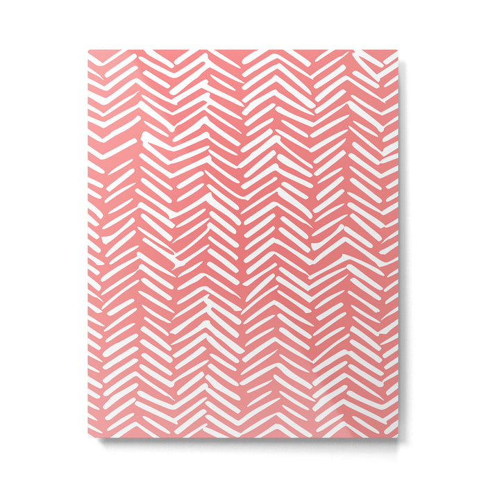 Geometric Art, Herringbone, Coral, Wall Art Boho Metal Print Gallery Image 1