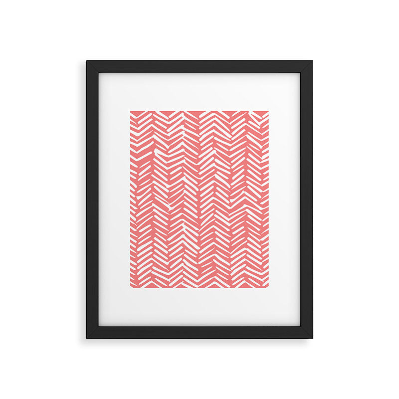 Geometric Art, Herringbone, Coral, Wall Art Boho Framed Art Print Gallery Image 6
