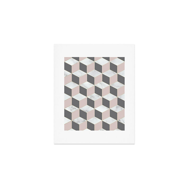 Geometric Art, Marble, Blush Pink, Gray, Abstract Art Art Print Gallery Image 1