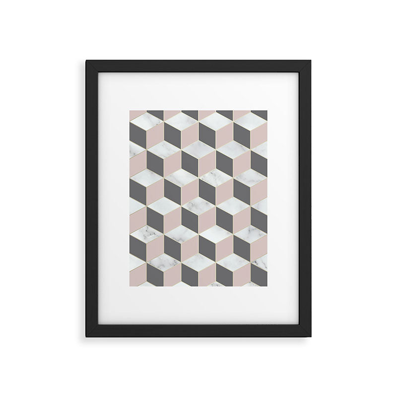 Geometric Art, Marble, Blush Pink, Gray, Abstract Art Framed Art Print Gallery Image 6