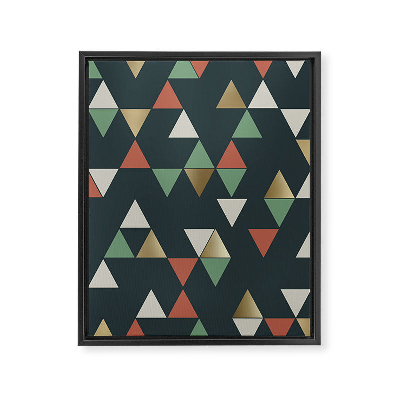 Geometric Prism, Green, Terracotta, Gold Framed Canvas Print Gallery Image 8