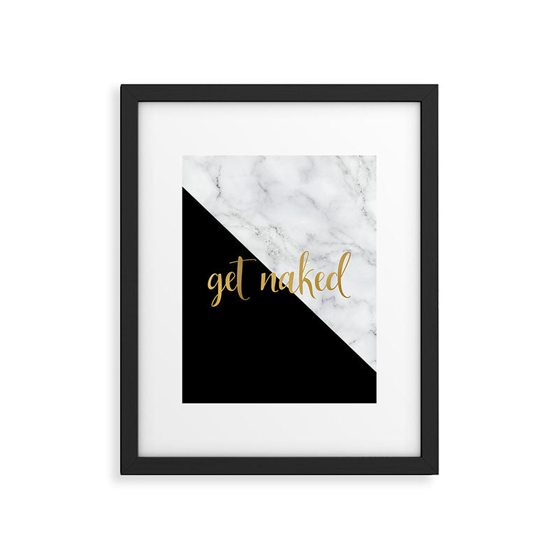 Get Naked, Bathroom Art, Meme, Black and White Marble Framed Art Print Gallery Image 6