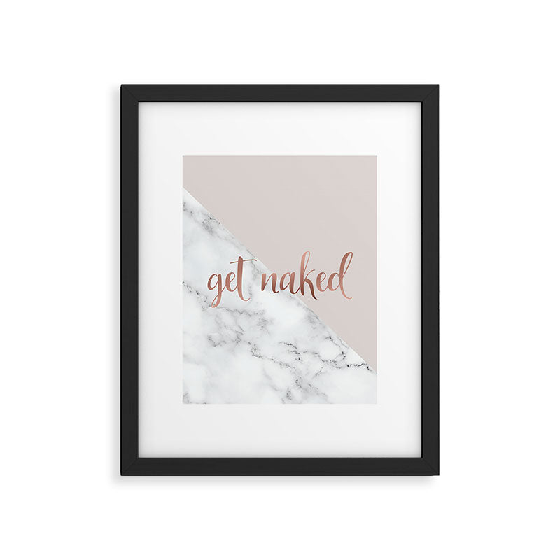 Get Naked, Bathroom Art, Rose Gold, Blush Pink, Marble Framed Art Print Gallery Image 4