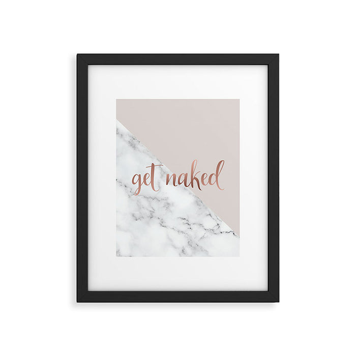 Get Naked, Bathroom Art, Rose Gold, Blush Pink, Marble Framed Art Print Gallery Image 1