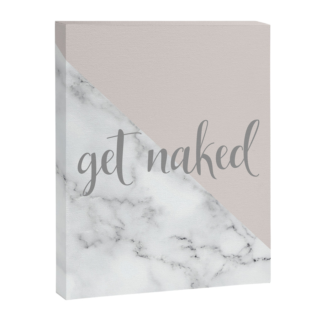 Get Naked, Funny Bathroom Art,  Marble, Blush Pink, Grey Canvas Print Gallery Image 8