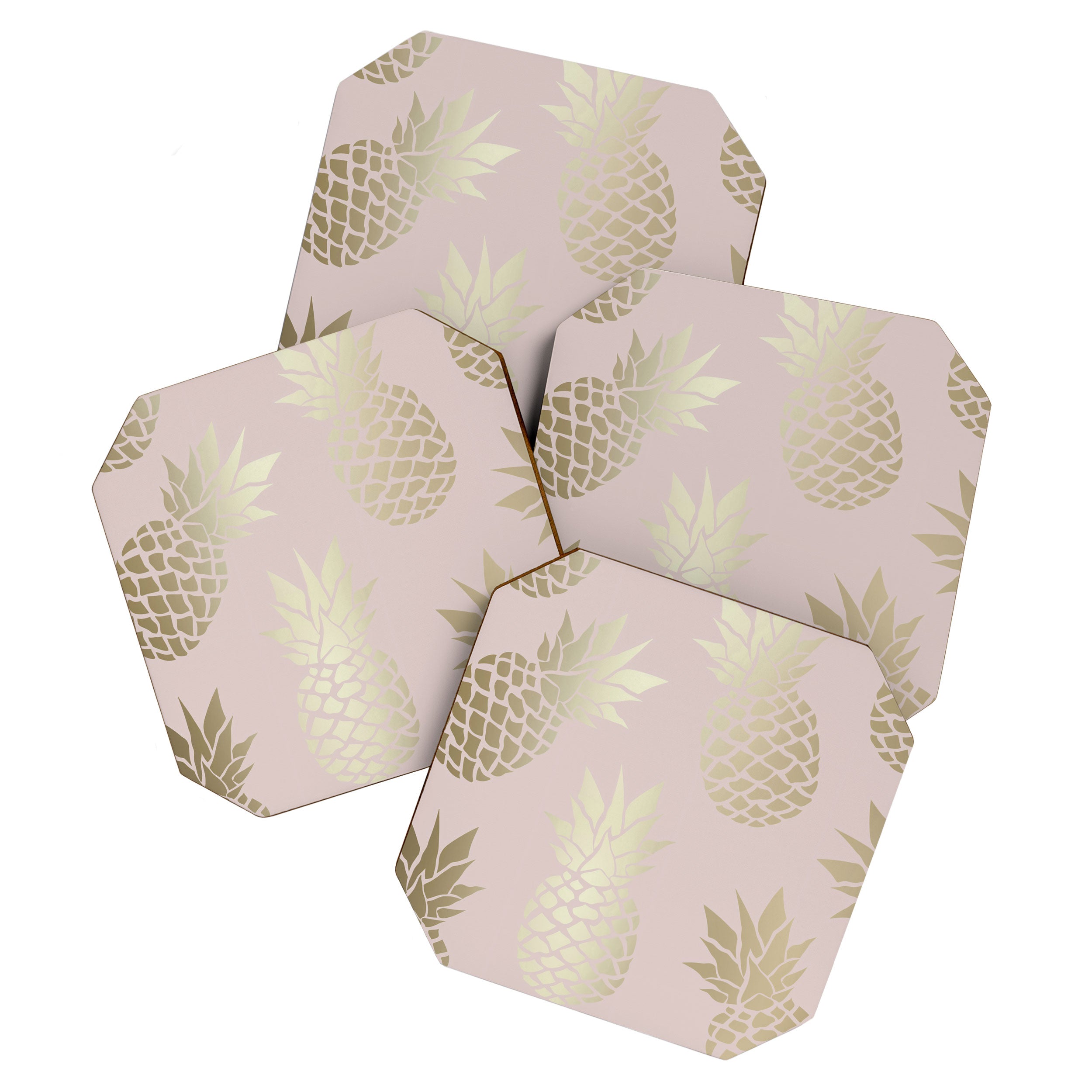 Glam, Pineapple Art, Pink Aesthetic with Gold Coaster Gallery Image 1