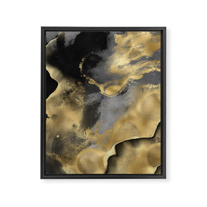 Gold and Black Modern Abstract Art Print Framed Canvas Print Gallery Image 1