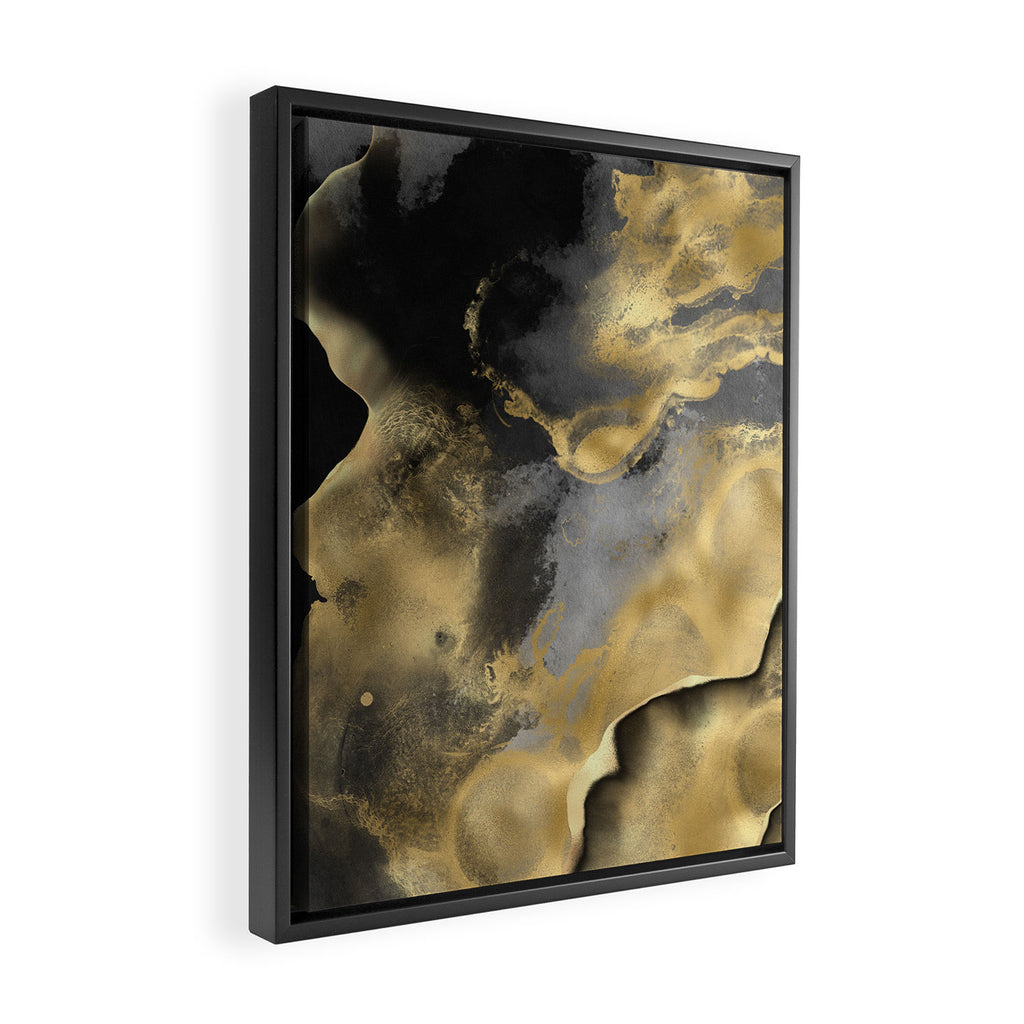 Gold and Black Modern Abstract Art Print Framed Canvas Print Gallery Image 2