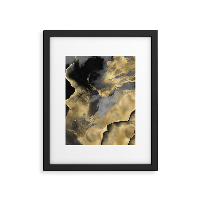 Gold and Black Modern Abstract Art Print Framed Art Print Gallery Image 1
