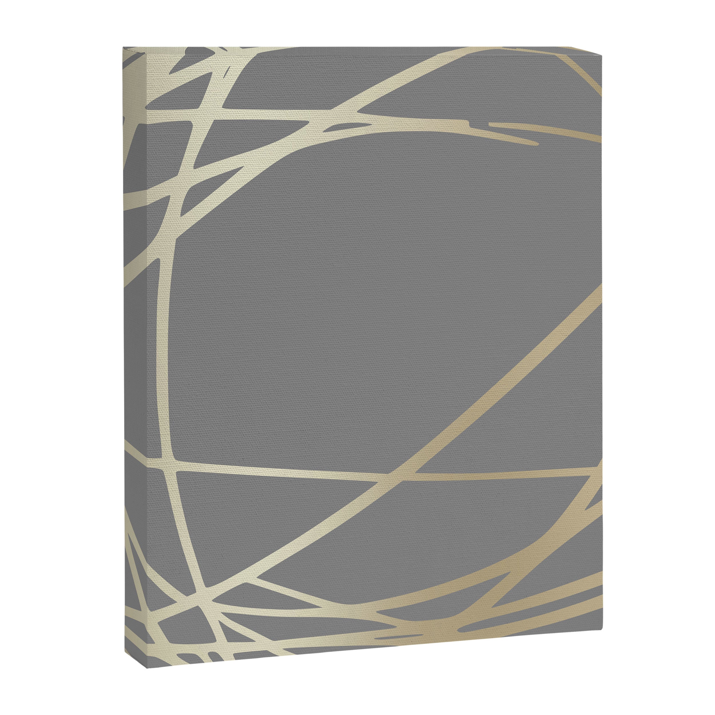 Gold and Gray Circles and Swirls Striped Abstract Pattern Canvas Print Gallery Image 8