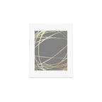 Gold and Gray Circles and Swirls Striped Abstract Pattern Art Print Gallery Image 1