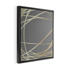 Gold and Gray Circles and Swirls Striped Abstract Pattern Framed Canvas Print Gallery Image 2