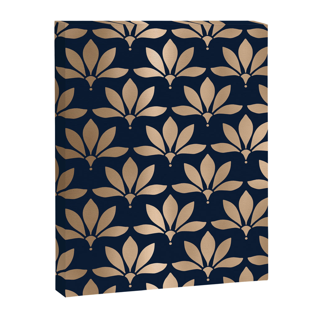 Gold and Navy Art Deco Leaf Design Canvas Print Gallery Image 8